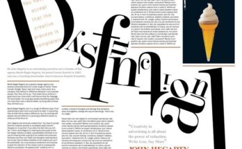 Redactionele spread met grote typografie, witruimte en tekstkolommen