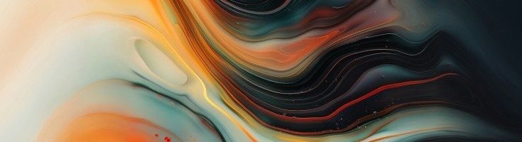 Abstracte golvende kleurbanen als visuele basis voor een coverontwerp